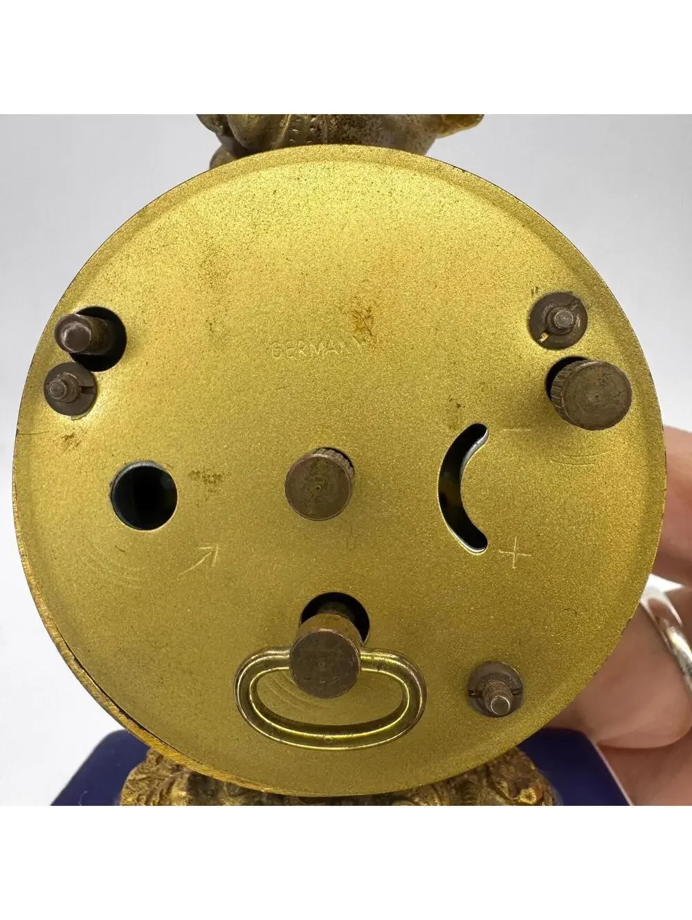 Vintage Jerger Cherub Mantel Clock: Cobalt Blue Porcelain, Gold Gilt, Working
